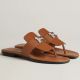 Hermes Galerie Sandals In Brown Calfskin