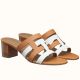 Hermes Amica 5mm Sandals In Brown/White Calfskin