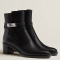 Replica Hermes Frenchie 50mm Ankle Boots In Black Calfskin