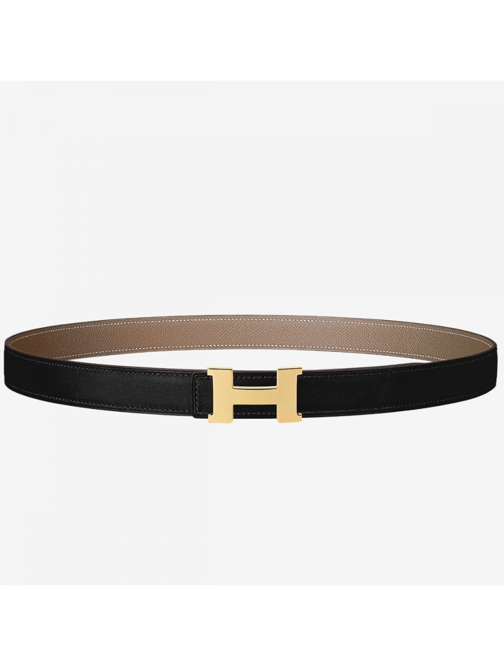 Auth HERMES Mini Constance H Belt Black/Gold Leather/Goldtone - h27931f