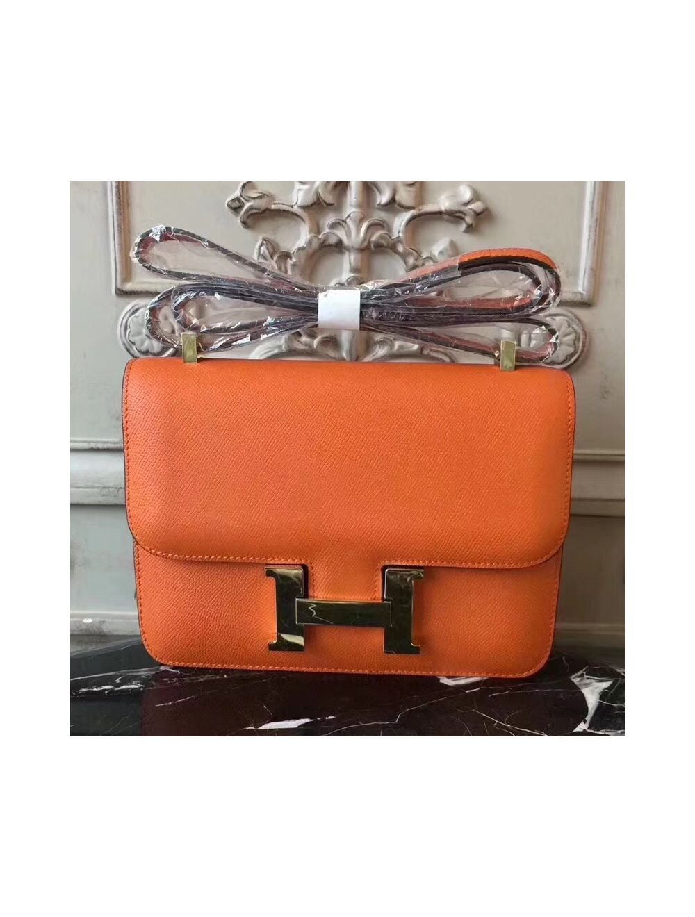 Hermes Constance Bag 24cm Orange Epsom Palladium Hardware