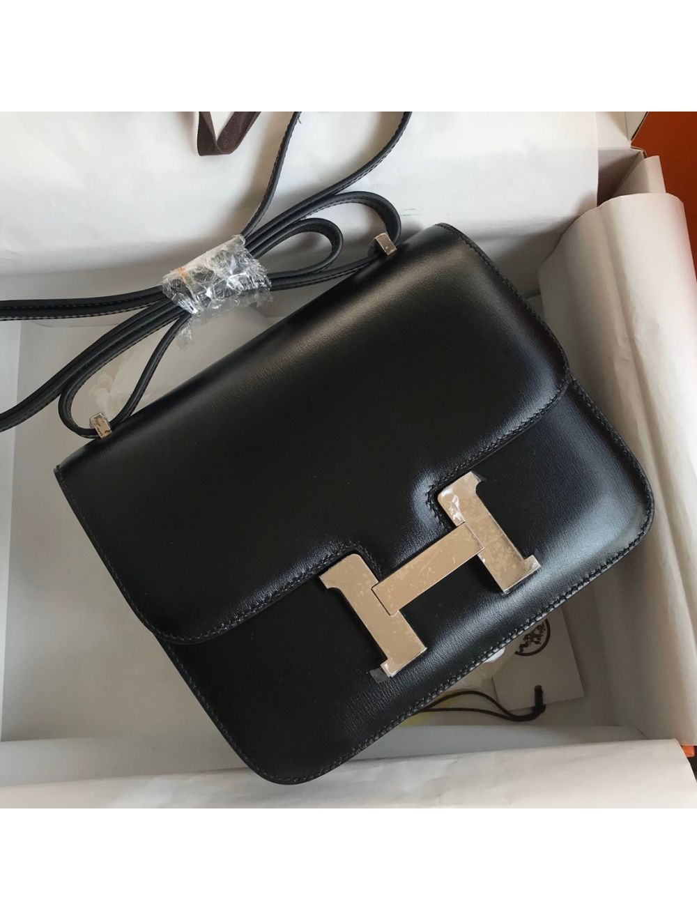 Replica Hermes Constance 18 Handmade Bag In Black Epsom Calfskin