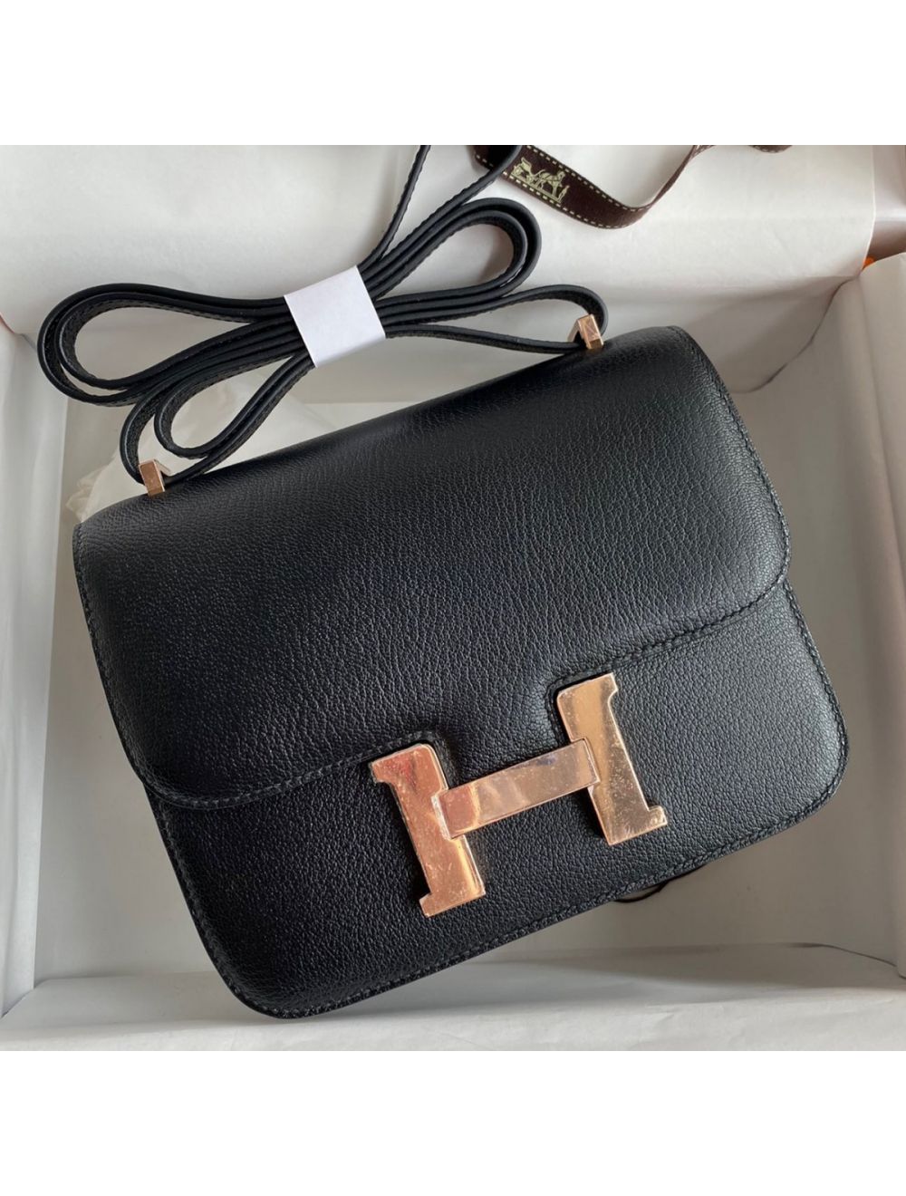 Replica Hermes Constance 18 Handmade Bag In Black Chevre Mysore Leather