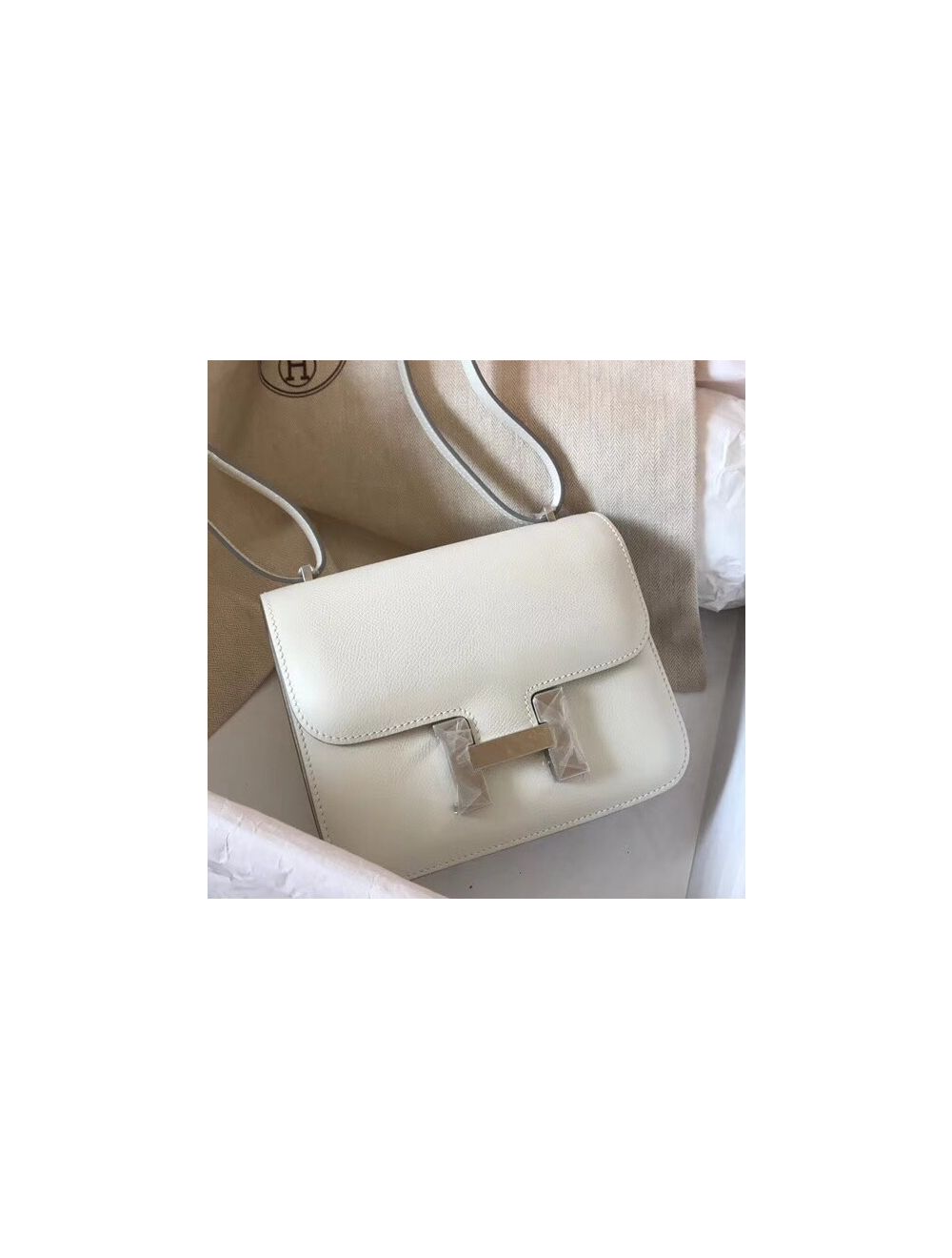 Hermes Constance Mini Bag Epsom Leather Gold Hardware In White