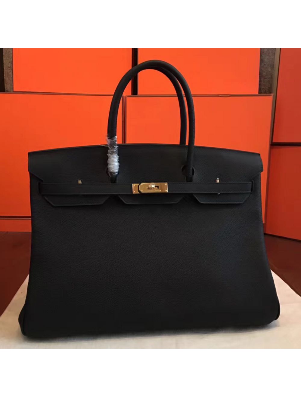 Replica Hermes Birkin 40 Handmade Bag In Black Clemence Leather