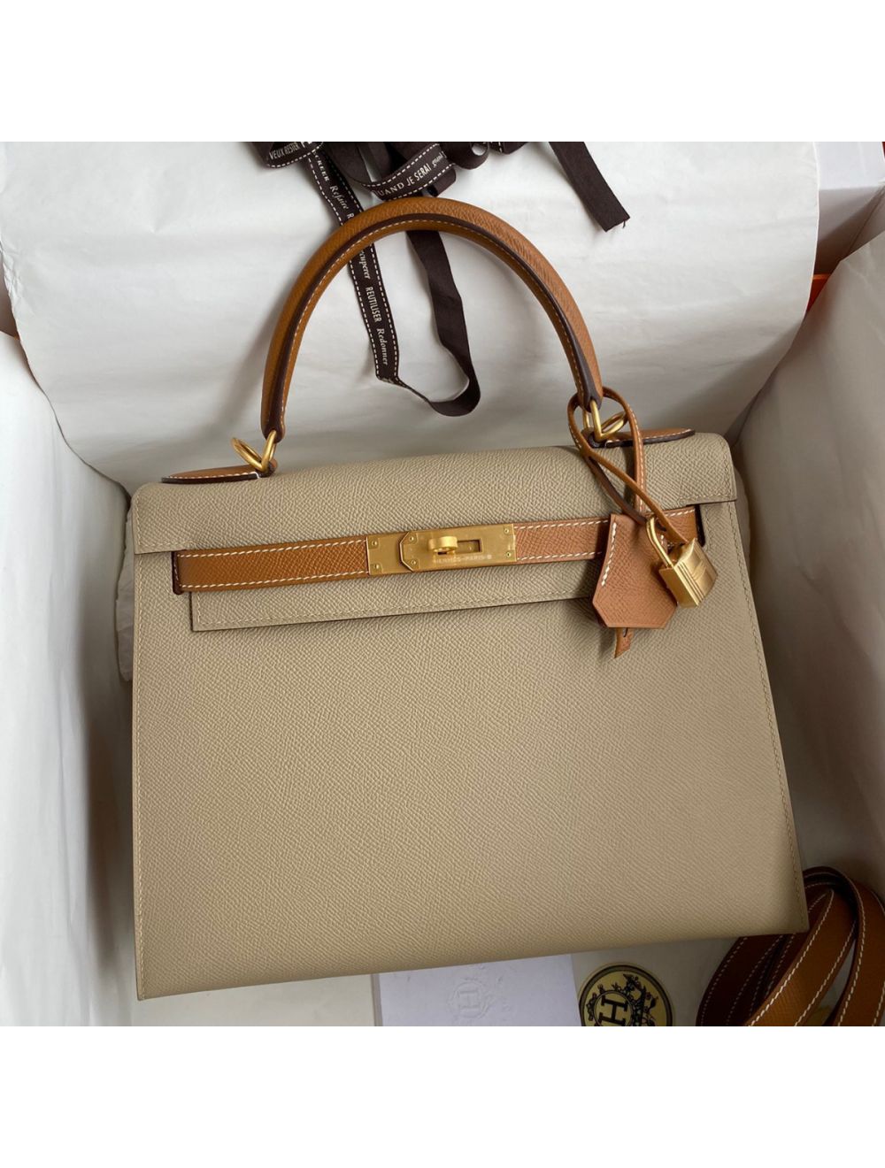 Hermes Lock 18 Bag Trench Gold Hardware Clemence Leather