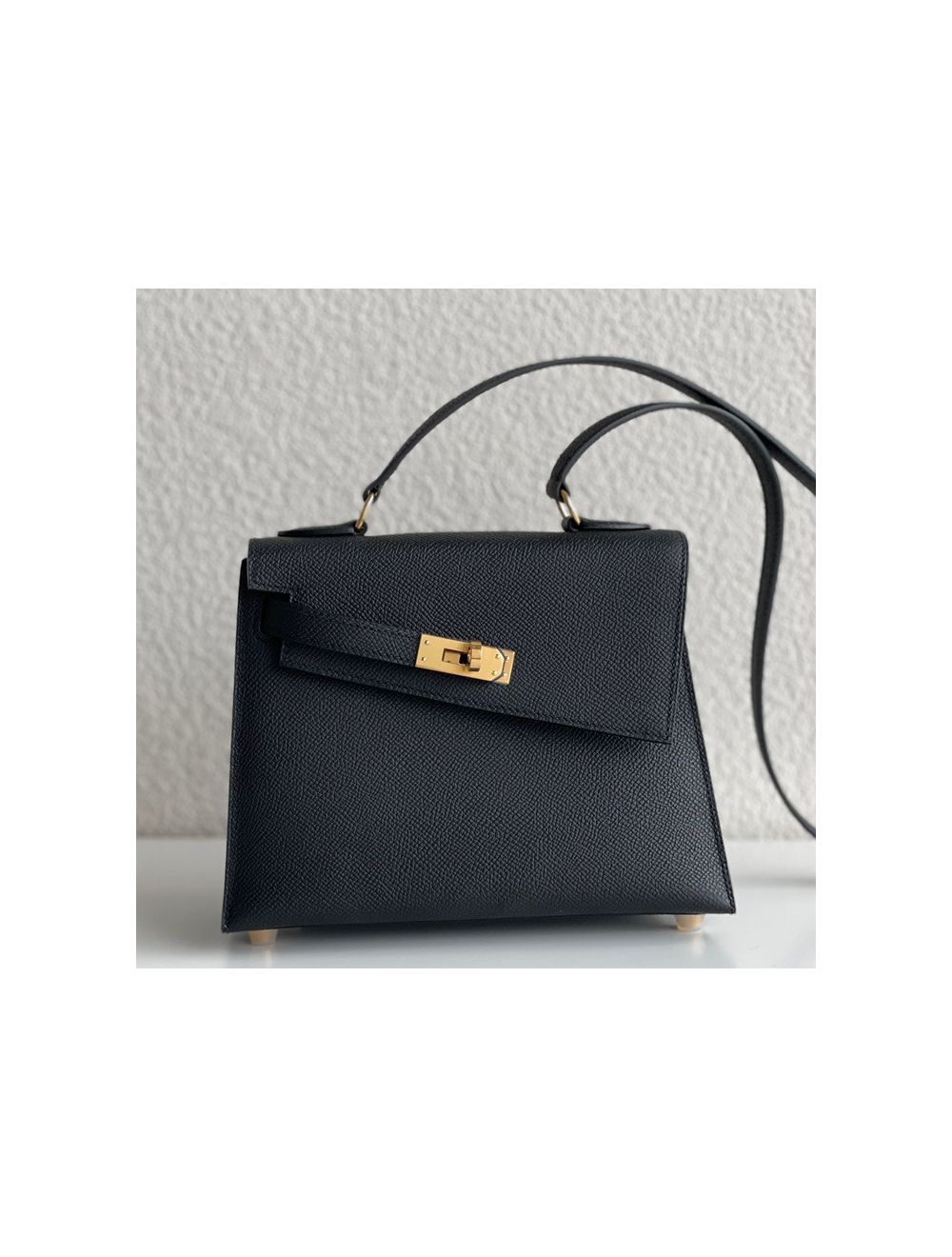 Replica Hermes Kelly En Desordre 20 Handmade Bag In Black Epsom Calfskin