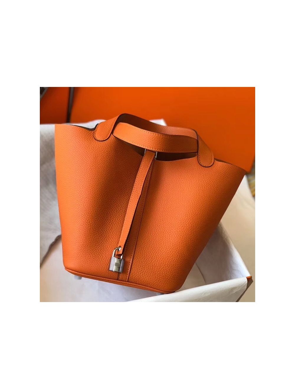 Hermes Picotin Lock Bag in Orange Clemence Leather – STYLISHTOP