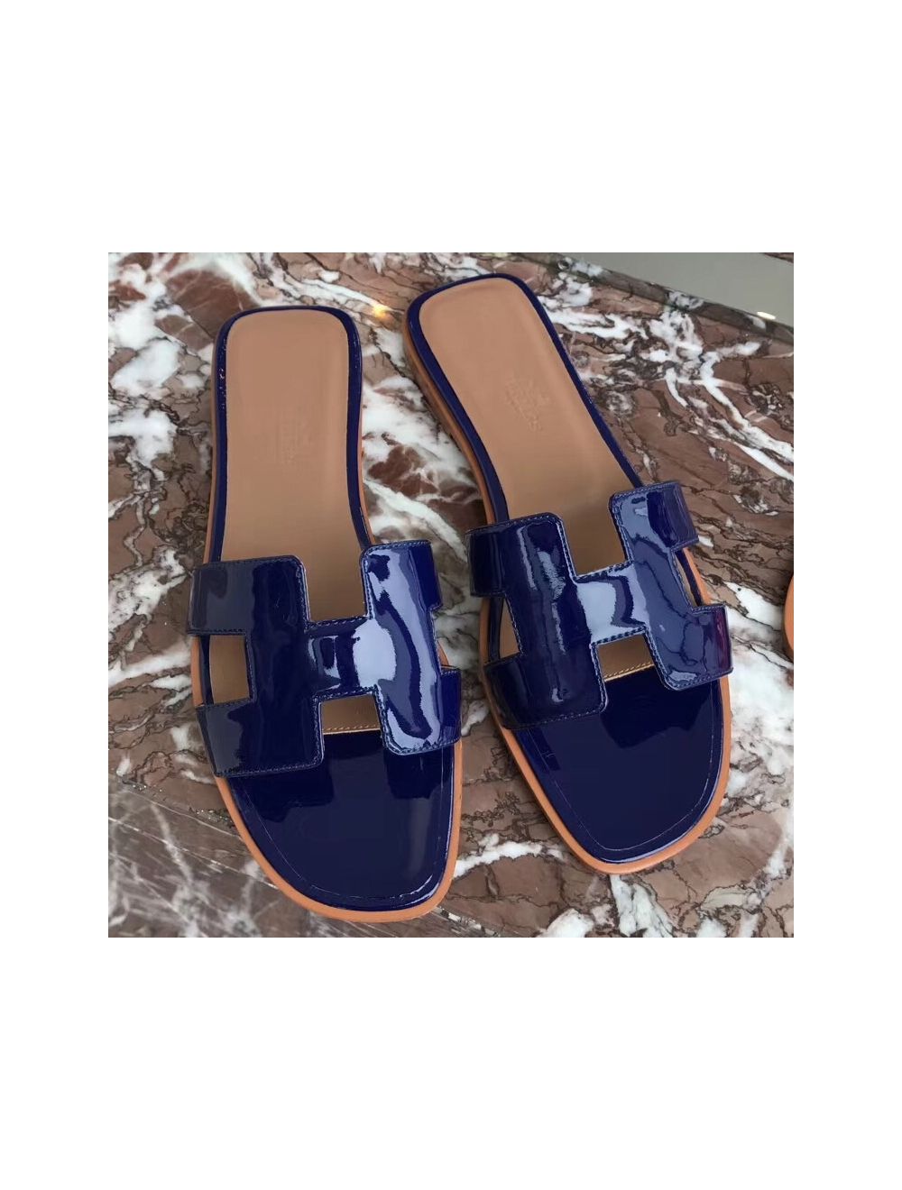 Oran leather sandal Hermès Blue size 35 EU in Leather - 31309424