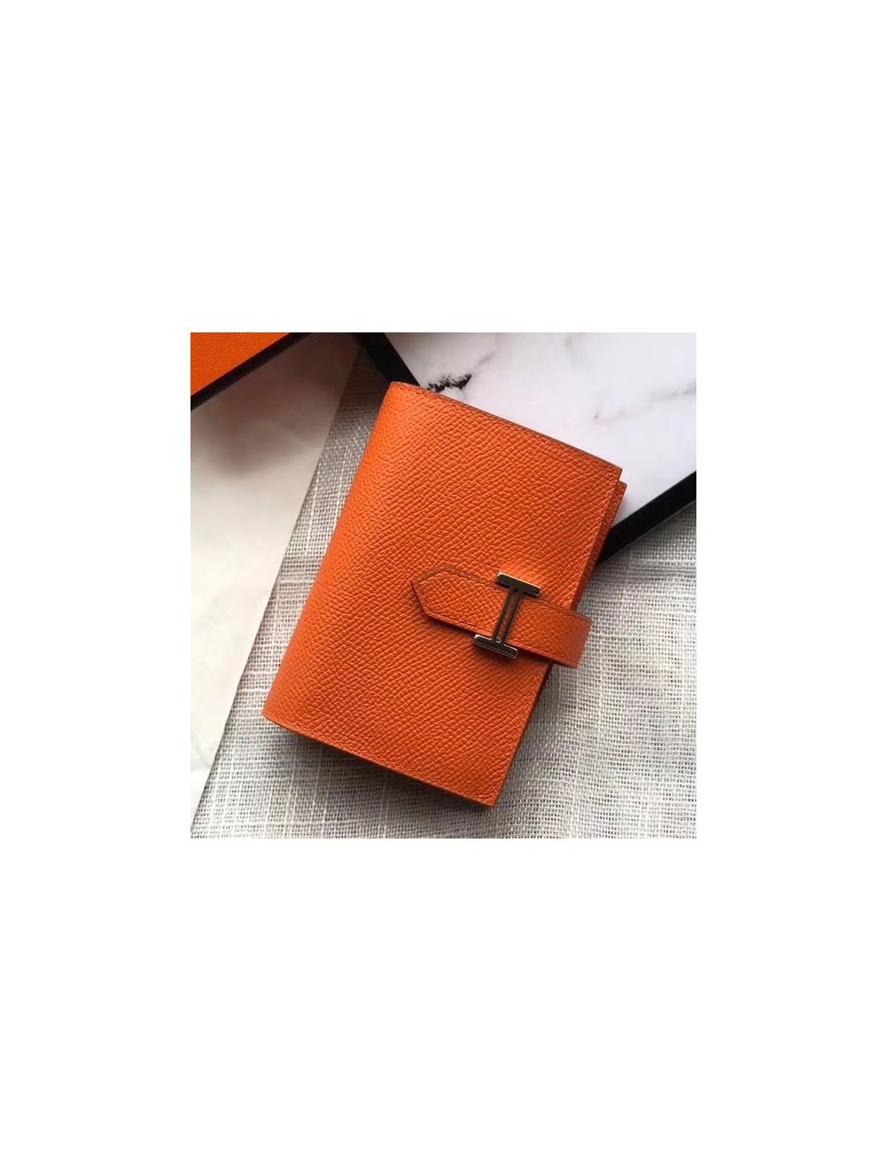 Replica Hermes Bearn Mini Wallet In Orange Epsom Leather