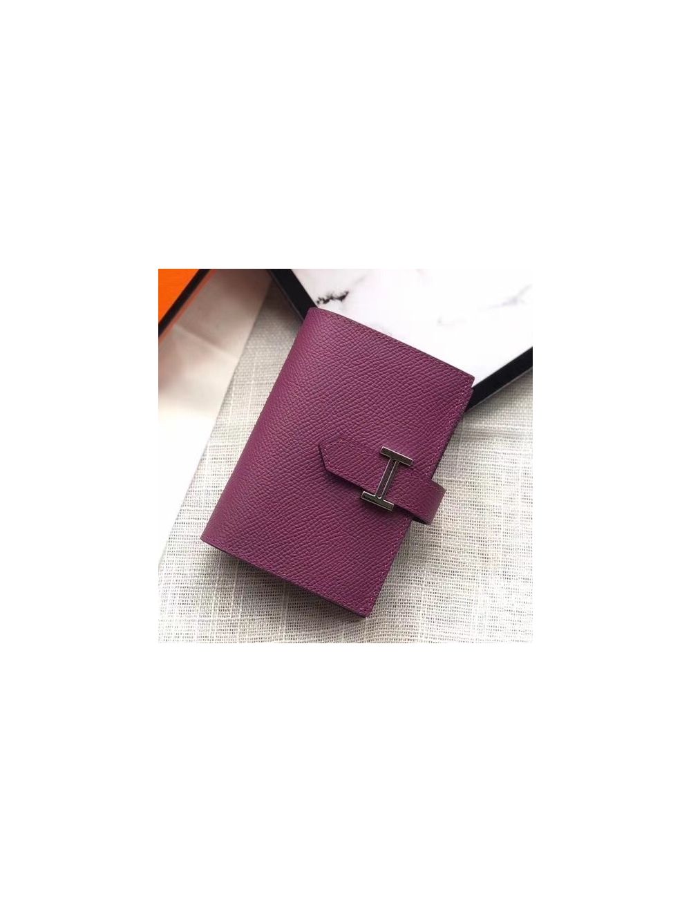 Purple Leather HERMES Bearn wallet - VALOIS VINTAGE PARIS