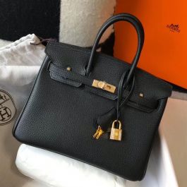 Birkin 25 leather handbag Hermès Black in Leather - 30298141