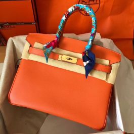 Hermès Epsom Birkin 30 - Orange Handle Bags, Handbags - HER546783