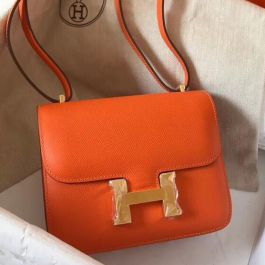 Hermes Constance 18 Z Engraved Women's Shoulder Bag Ever Color Orange Hermes