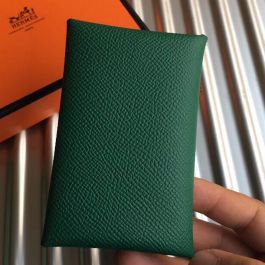 Hermes Calvi Cardholder Epsom leather in Celeste