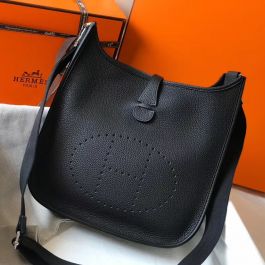 Replica Hermes Evelyne III TPM Bag In Black Clemence Leather