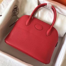Hermès - Authenticated Bolide Handbag - Leather Red Plain for Women, Never Worn, with Tag