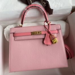 Replica Hermes Kelly Mini II Sellier Handmade Bag In Rose Sakura