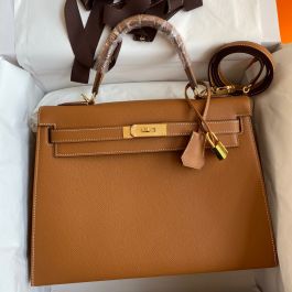 Replica Hermes Kelly Sellier 25 Handmade Bag In Vert Criquet Epsom Calfskin