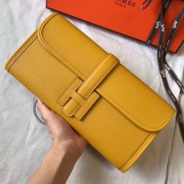 Rare Vintage HERMES 1989 Yellow Jige PM Clutch at Rice and Beans