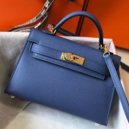 Hermes Picotin Lock bag PM Blue agate Clemence leather Silver hardware
