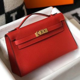 Replica Hermes Kelly Mini II Bag In Rouge Vif Epsom Leather GHW