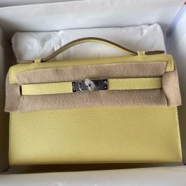 Hermes Kelly Pochette 22cm Jaune Poussin Epsom PHW  Fashion handbags,  Purses and handbags, Hermes kelly