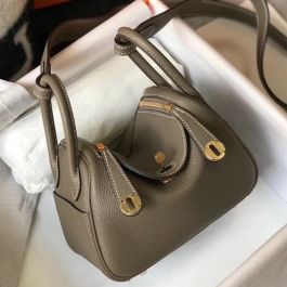 Replica Hermes Lindy Mini Bag In Green Clemence Leather GHW