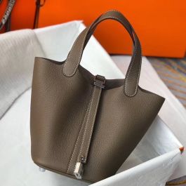 Hermes Agate Taurillon Clemence Leather Picotin Lock Bag