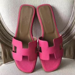 Replica Hermes Oran Sandals In Red Swift Leather
