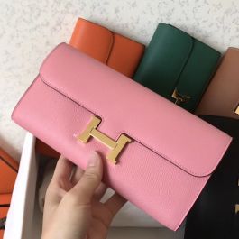 Hermès Constance Rose Jaipur Epsom Long Wallet Palladium Hardware, 2014 (Like New), Pink Womens Handbag