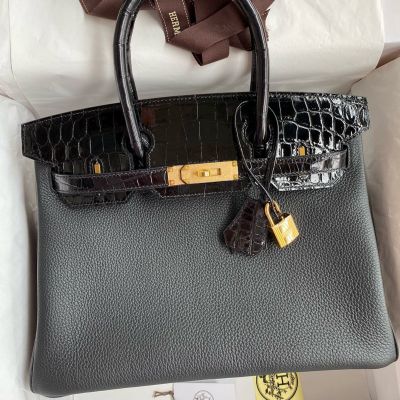 Hermes Birkin 35cm Handbag Crocodile Leather Dark Red Gold Replica Sale  Online With Cheap Price
