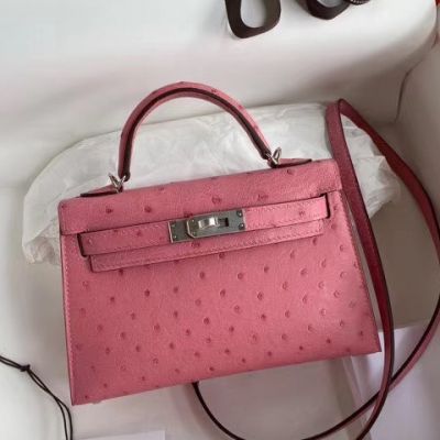 Replica Hermes Kelly Mini II Handmade Bag In Rose Tyrien Epsom Leather