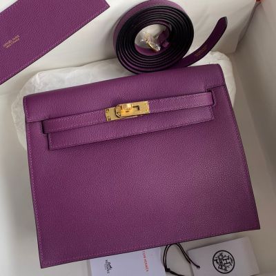Replica Hermes Rose Purple Swift Kelly Danse Bag