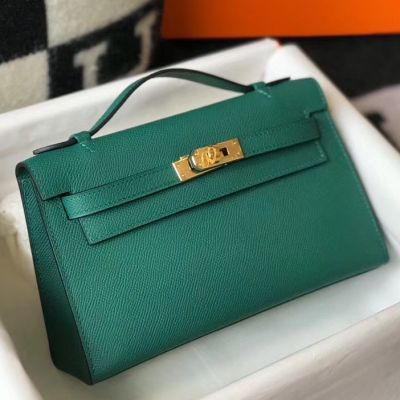 HERMES HERMES Picotin Rock MM Tote Bag Taurillon Clemence leather Green  Malachite Used