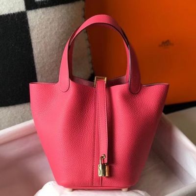 Replica Hermes Picotin Lock 22 Bag In Rose Lipstick Clemence Leather