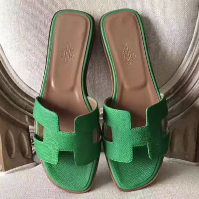 Oran leather sandal Hermès Green size 36 IT in Leather - 34969488
