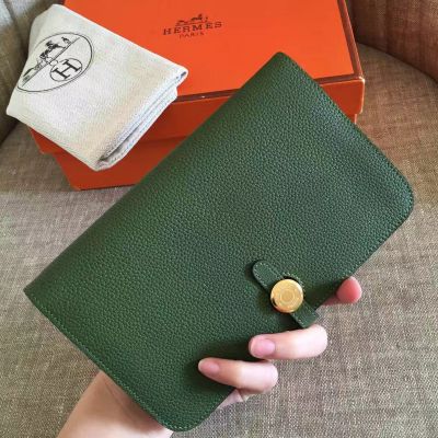 Hermes Capuccine Evercolor Leather Dogon Compact Wallet