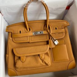 Replica Hermes Birkin 25 Retourne Handmade Bag In Brown Doblis Suede Leather