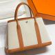 Hermes Garden Party 30cm Bag in Toile and Gold Leather